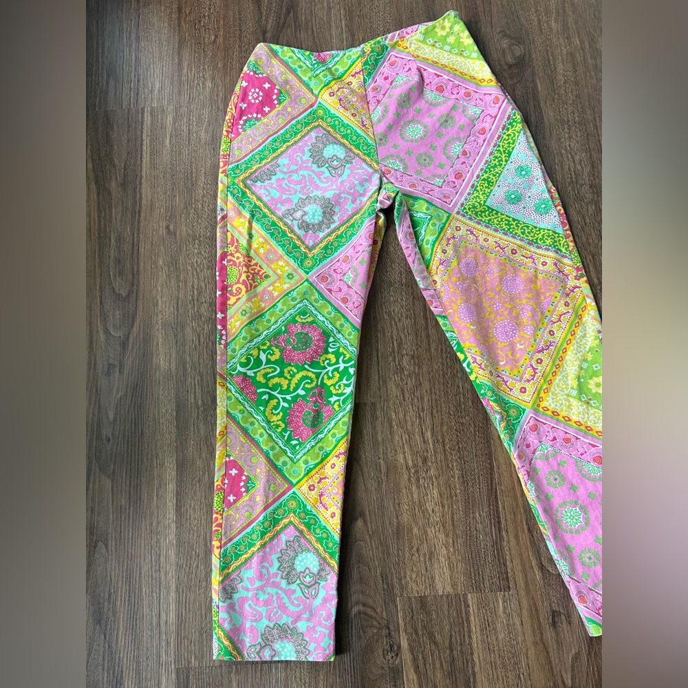 Y2K MARY JANE MARCASIANO Patchwork Paisley Ankle Pants Preppy Resort Statement 6 - Picture 5 of 12